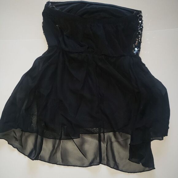 Almost Famous Black Sequin Strapless Top Junior Womens Size M Partywear Straplss - Picture 2 of 5